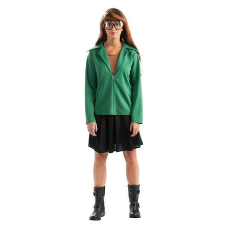 Daria Cartoon MTV Classic Cult TV Original Ironic Hipster Girl Suburban Angst Costume Green Hoodie Black Skirt w/ Wig & Big Glasses Womens Small Dress Size