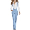 thumbnail image 2 of Simua Women's Solid Color High Waist Suit Suspender Pants Tailored Slim Fit Trousers With Zipper And Pockets For Office Casual Party All Seasons, 2 of 9