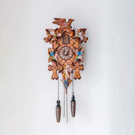 Hermle 13 Brown and Blue Floral Cuckoo Wall Clock