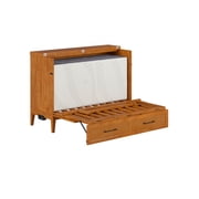 AFI Santa Fe Full Wood Murphy Bed Chest with 6 Mattress and Charger, Light Toffee