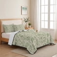 thumbnail image 5 of Queen Quilt Set 90''x96'', Sage Green Flowers Lightweight Bedspread Coverlet Set with 2 Pillow Shams, Rustic Pastoral Botanical Floral Leaf Breathable All Season Quilt Bedding for Bedroom/Guest Room, 5 of 9