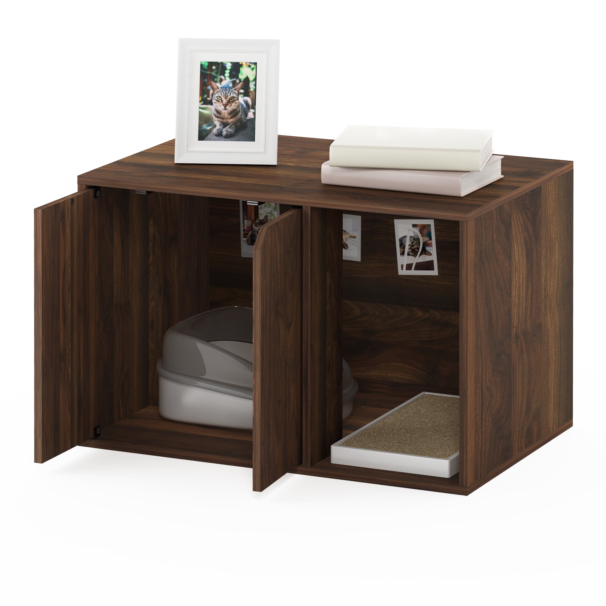 Furinno 21176CWN Peli Small Litter Box Enclosure, Columbia Walnut