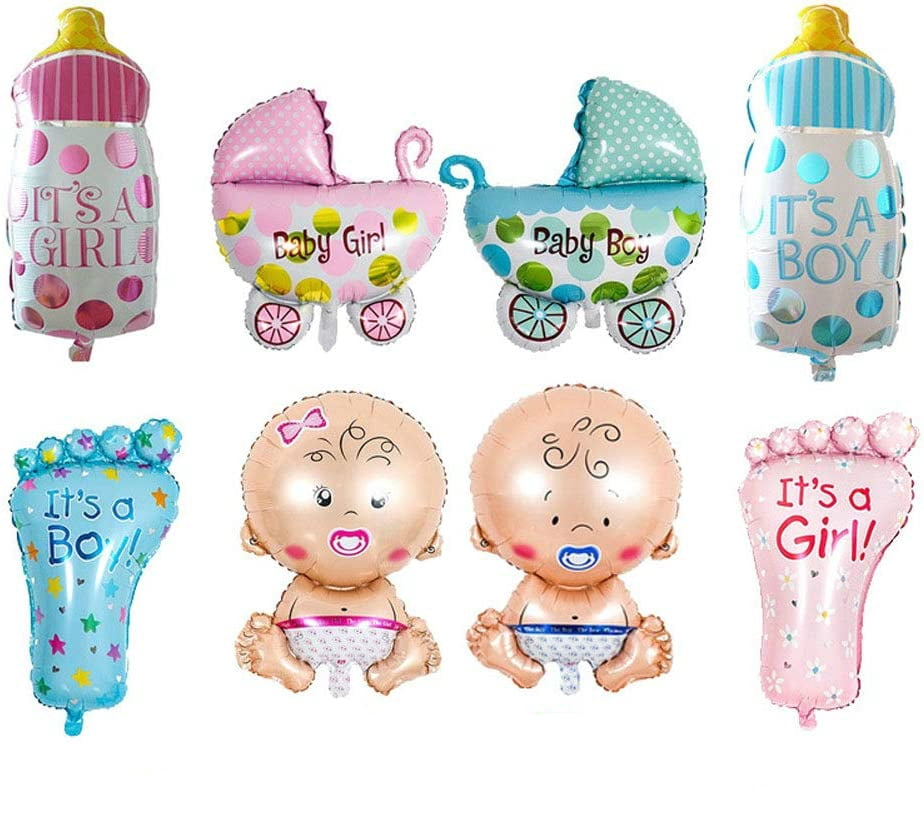 Baby Party Balloons,  Boys Girls Foil Helium Balloons Gender Reveal Baby Shower Party Decoration Balloons Set of 8
