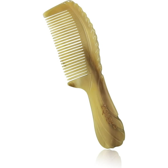 Long Handled Horn Comb - Anti-Static Fine Tooth For Straight Hair Detangling, Beard And Massage - Yak Horn For Women, Men, Kids
