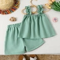 thumbnail image 7 of Girls Boho 2 Piece Outfit Size 6 Floral Crochet Ruffled Sleeveless Tank Tops Shorts Set Summer Clothes Green, 4 Y, 7 of 7