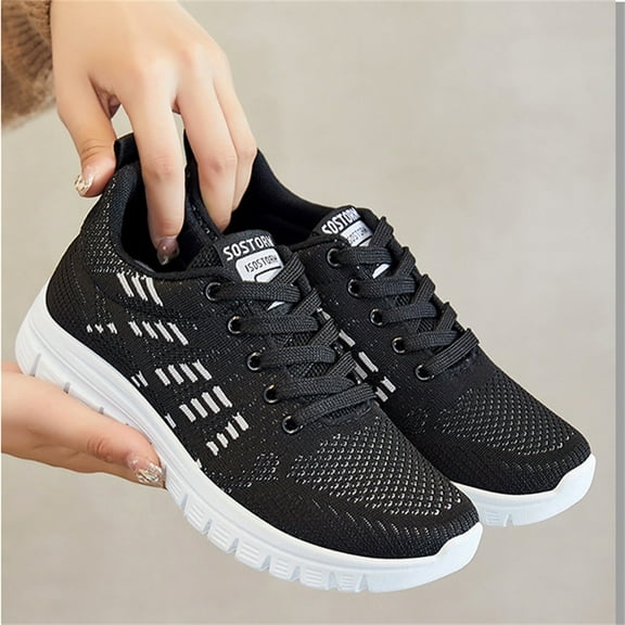 XIMIN Women Thick Sole Mesh Breathable Air Cushion Casual Sneakers for Running Comfort Ortho Stretch Cushion Shoes Plantar Fasciitis with Arch Support