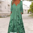 thumbnail image 1 of ICHUANYI Liquidación Moda Mujer Verano Impresión Causal V-Cuello Botón Manga Larga Bolsillos De Vacaciones Vestido ICHUANYI WER202308232285, 1 of 5
