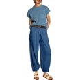 thumbnail image 1 of ORUYROP Ensemble 2 Pcs pour Femmes Ensemble de Détente Tendance Pull Tricoté Manches Courtes Mode, 1 of 6
