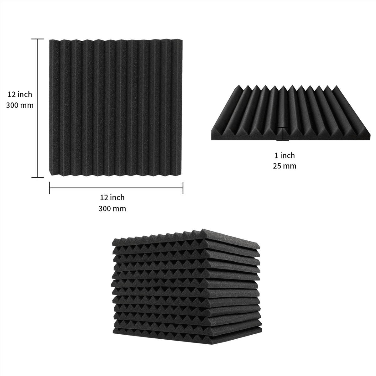 Acoustic Foam Panels Wedges 96 Pack Acoustic Panels 1 X 12 X 12inch Studio Sound Absorbing Tiles Recording Ceiling