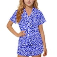 thumbnail image 2 of HBYJLZYG Girls 2 Piece Sleepwear Set, Leopard Print Button Front Pajamas with Chest Pocket and White Piping, Summer Pajama Set for Girls 3-14 Years, 2 of 7