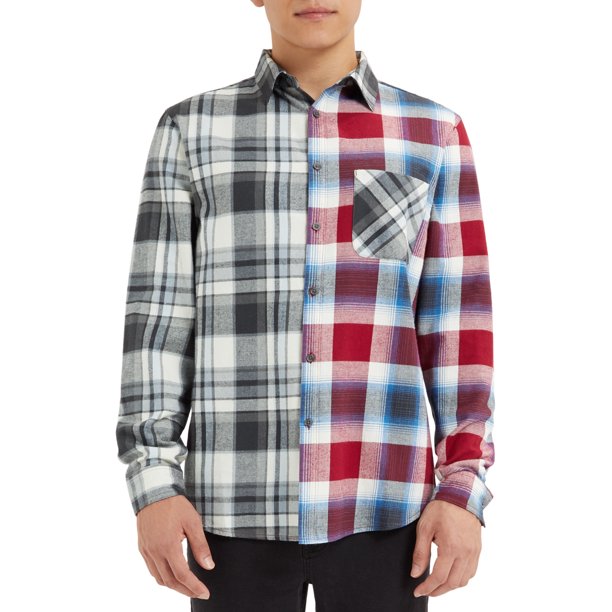 Epic Studios Men's & Big Men's Multi Plaid Patchwork Flannel Shirt