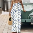 thumbnail image 5 of Vynhevius Plus Size Women Maxi Dress Casual Summer Vintage Floral Printed Spaghetti Strap Dresses Backless Loose Bohemian Beach Floor Length Dress, 5 of 6