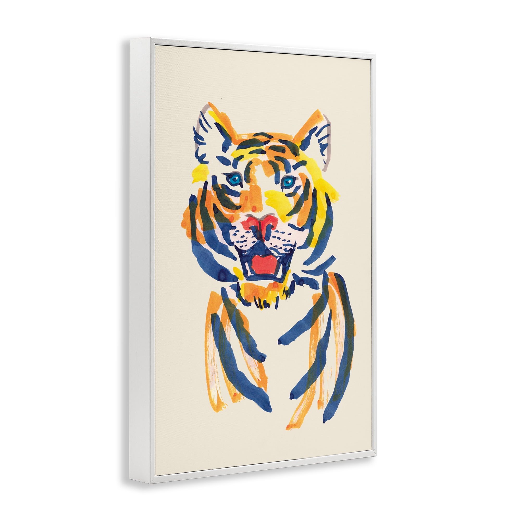 Tiger Roar Watercolor White Framed Giclee Art, design by Karolina Sato