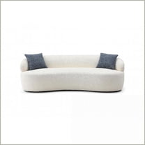 Mid Century Modern Curved 3-Seat Boucle Sofa – Beige Upholstered Couch for Living Room, Bedroom, Office | Beige | Upholstered | Boucle