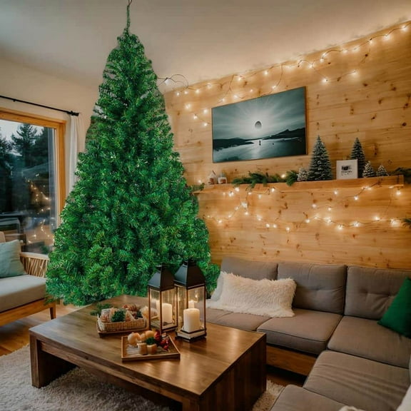 Spaco 7FT Christmas Tree with 1100 Branches, PVC Material Christmas Tree for Indoor Holiday Decoration, Green