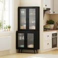 thumbnail image 5 of Costway Kitchen Pantry Cabinet with Translucent Fluted Doors & Adjustable Shelf, 5 of 10