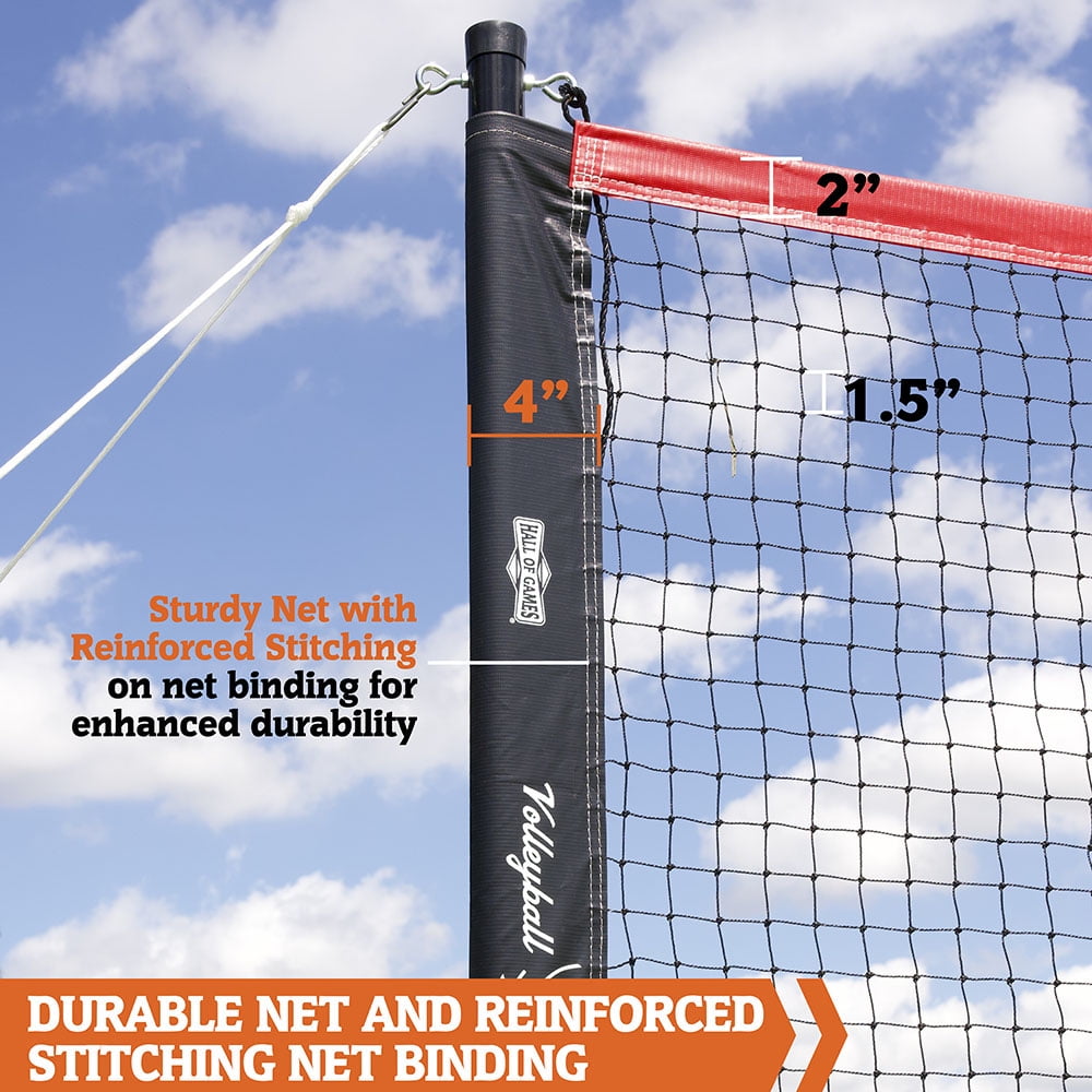 32 ft Outdoor Volleyball and Badminton Net with Carrying Bag Accessories Set by Hall of Games