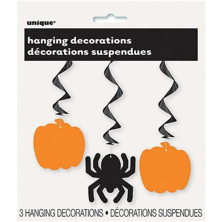 Pumpkin & Spider Halloween Hanging Decorations, 26 in, 3ct
