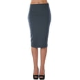 thumbnail image 7 of ToBeInStyle Women's Premium Cotton-Blend Basic Knee Skirt - Ash Grey - S, 7 of 7