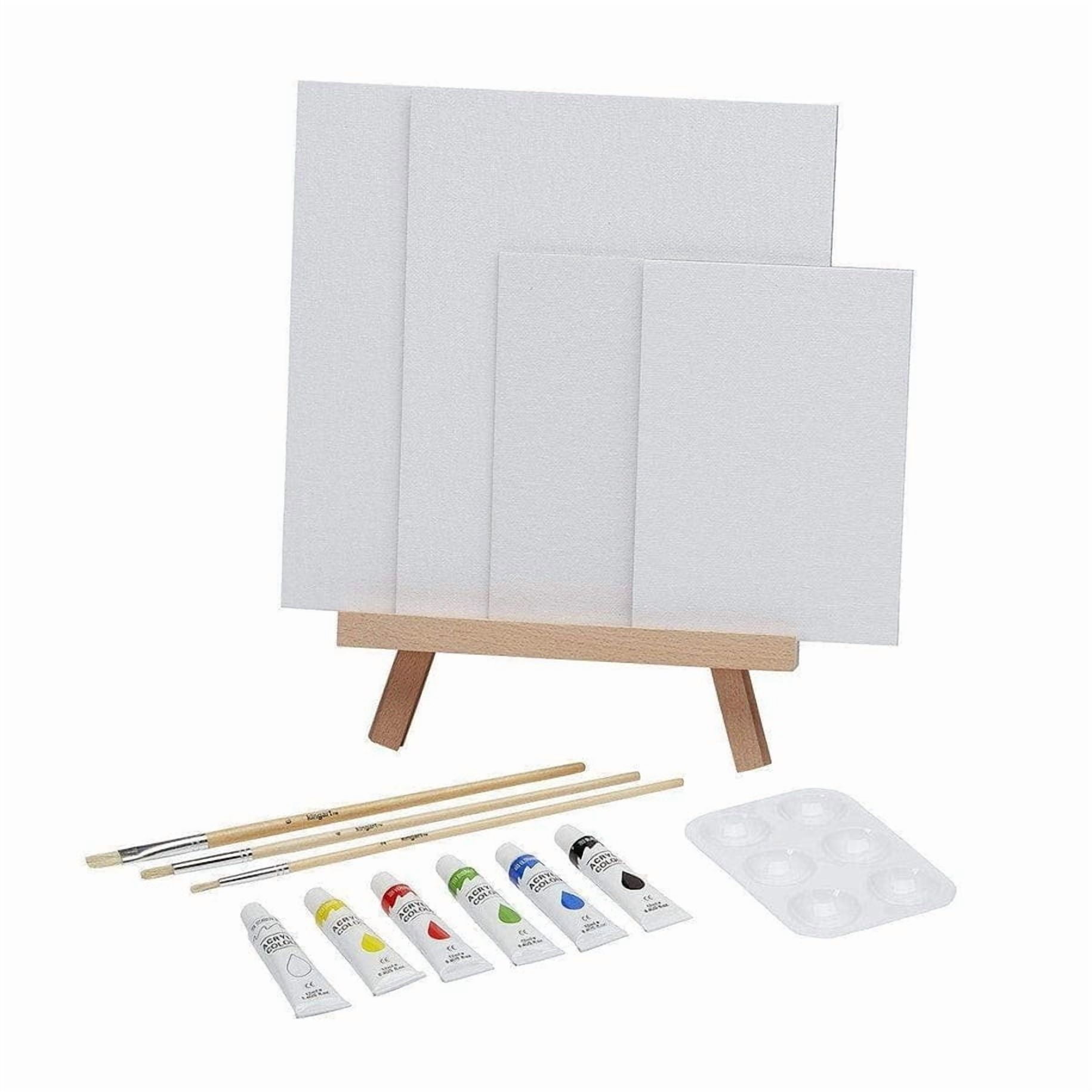 KINGART 15-Piece Acrylic Painting Set with Mini Easel – Art Supplies for Beginners & Artists