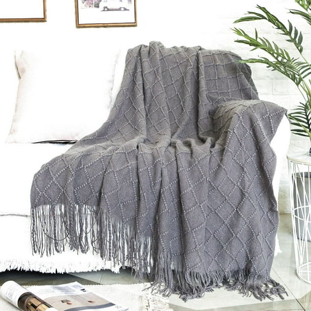 BORITAR Throw Blanket Knitted Woven Blanket, 50x60Inch, Solid Soft