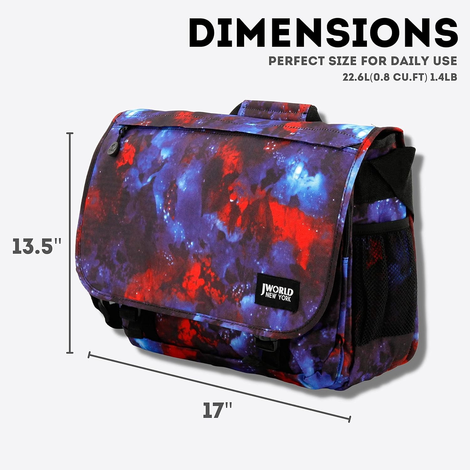 J World Unisex Thomas 16" Messenger Bag With Laptop Sleeve For School And Travel, Galaxy