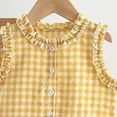 thumbnail image 4 of kpoplk Toddler Girl Clothes Baby Summer Outfits Sleeveless Crew Collar Ruffled Tank Tops Bow Shorts 2 Pieces Set Size 2-3 Years,Yellow, 4 of 6