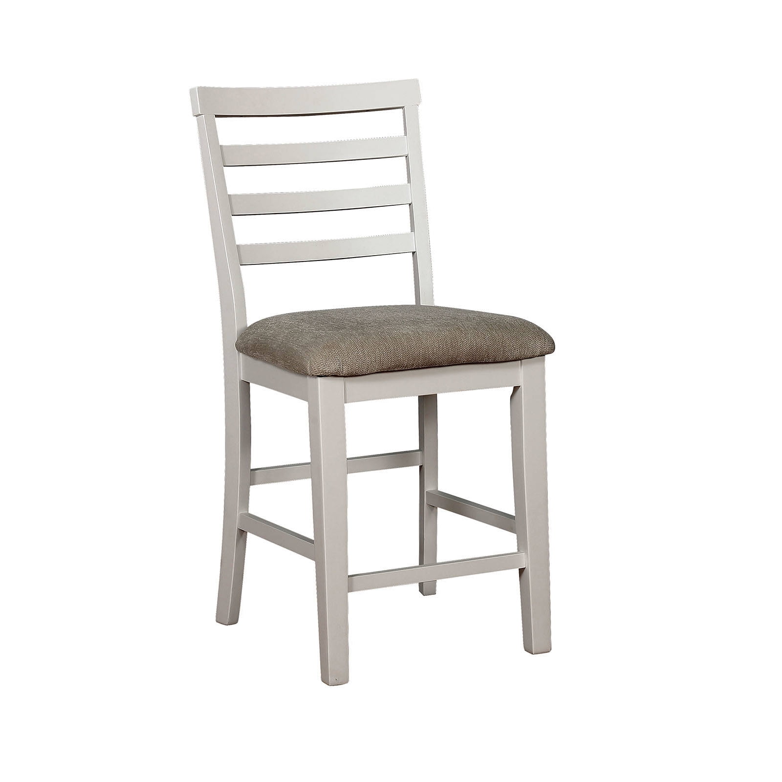 Wooden Counter Height Dining Side Chairs, Set of 2, White and Beige