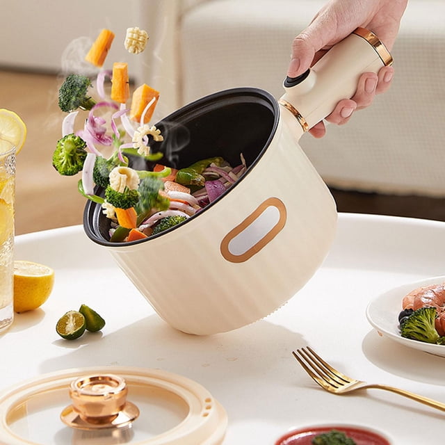Cocina Eléctrica 1.6L 2 Engranajes Sartén Eléctrica Para Bolas De Hervida De Ramen Beige BLESIY Estufa eléctrica