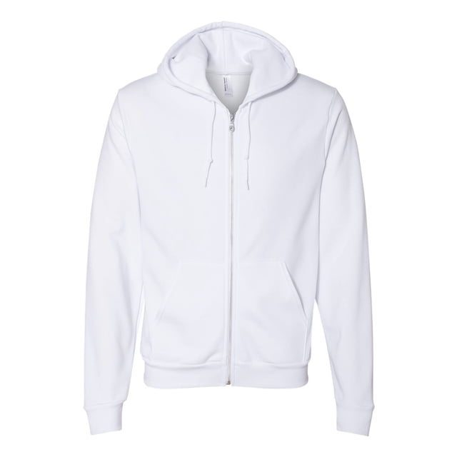 American Apparel Sweat à Capuche Zippé en Polaire Flex Unisexe, TP, Blanc