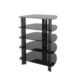 thumbnail image 4 of CorLiving Laguna Satin Black Glass Component Stand, 4 of 7