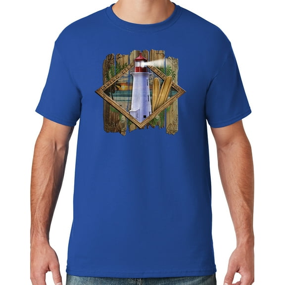 Mens Manu Bay Surf Company SURF LIGHTHOUSE T-shirt, 4XL Royal Blue