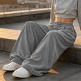 thumbnail image 4 of AXXD Women's Wide Leg Casual Pants Corduroy Drawstring Elastic Waist Loose Everyday Trousers, 4 of 9