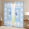 thumbnail image 2 of jejeloiu Kawaii Bowknot Bow Blackout Curtains Set of 2 (52x84 Each),Blue Patchwork Grid Window Curtains For Girls Teens, 2 of 6