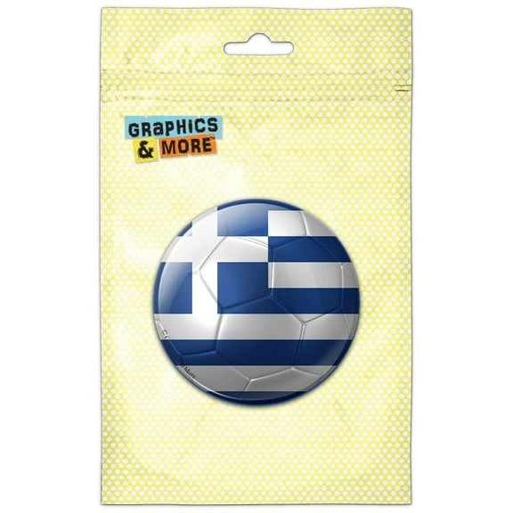 Greece Flag Soccer Ball Futbol Football Refrigerator Button Magnet