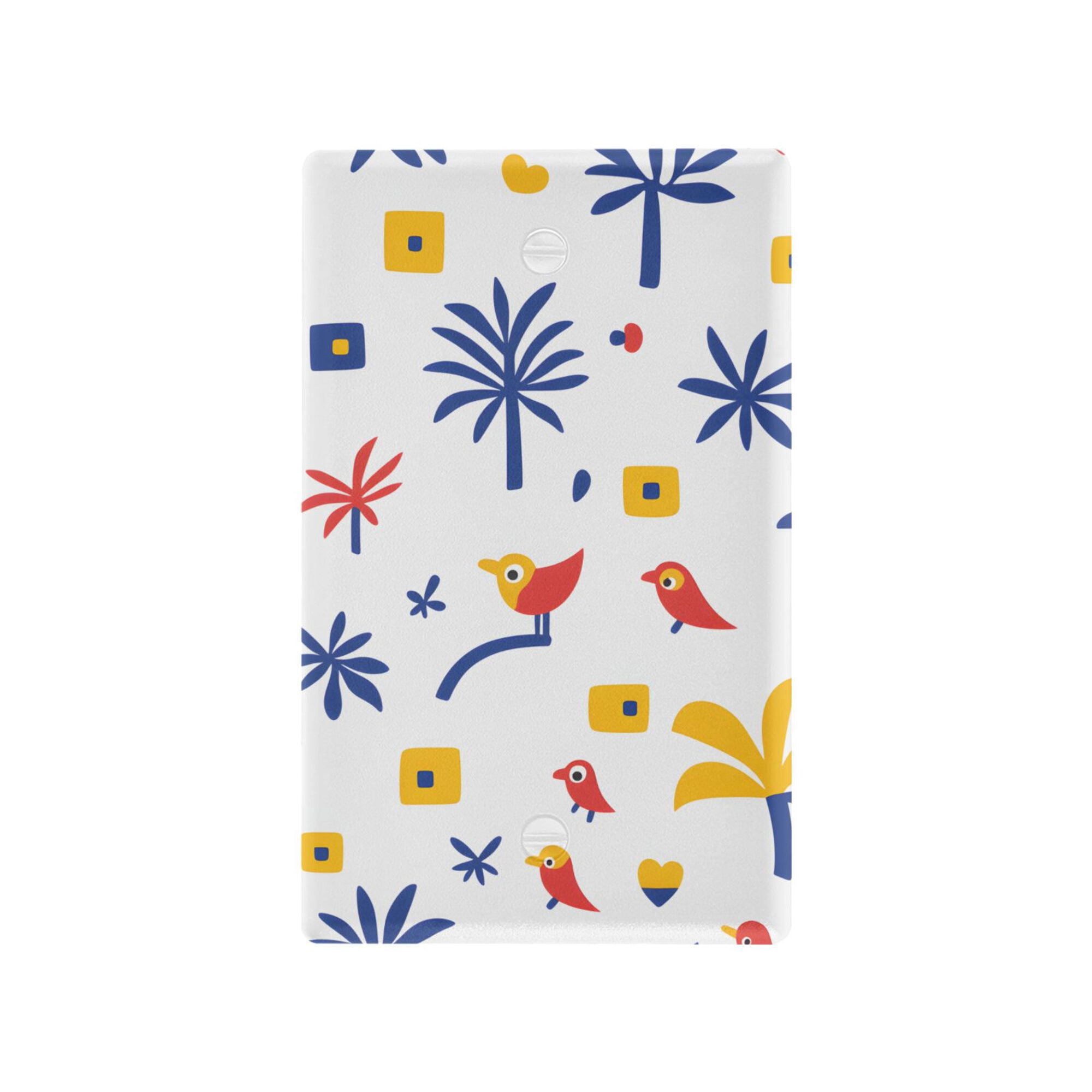 Yayeee Blank Wall Plate Cover 1-Gang 4.5"x2.7" Home Unused Decorative Outlet, Tropical Rhythm