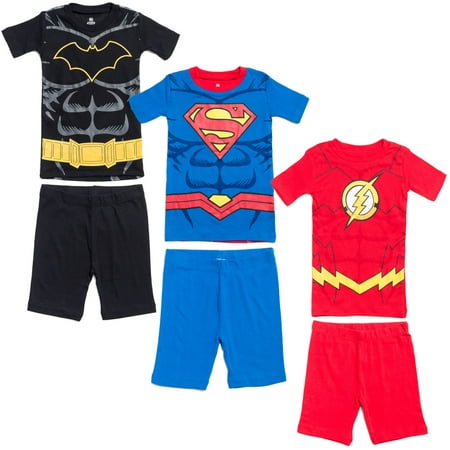 

DC Comics Justice League Batman Superman The Flash Toddler Boys Pajama Shirts Shorts black / blue / red 4T