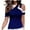 Blue, variant on JeashCHAT Graphic Tees for Women Women's Fashion Casual Shoulder Short Sleeve Solid Color T-Shirt Top Blouse
