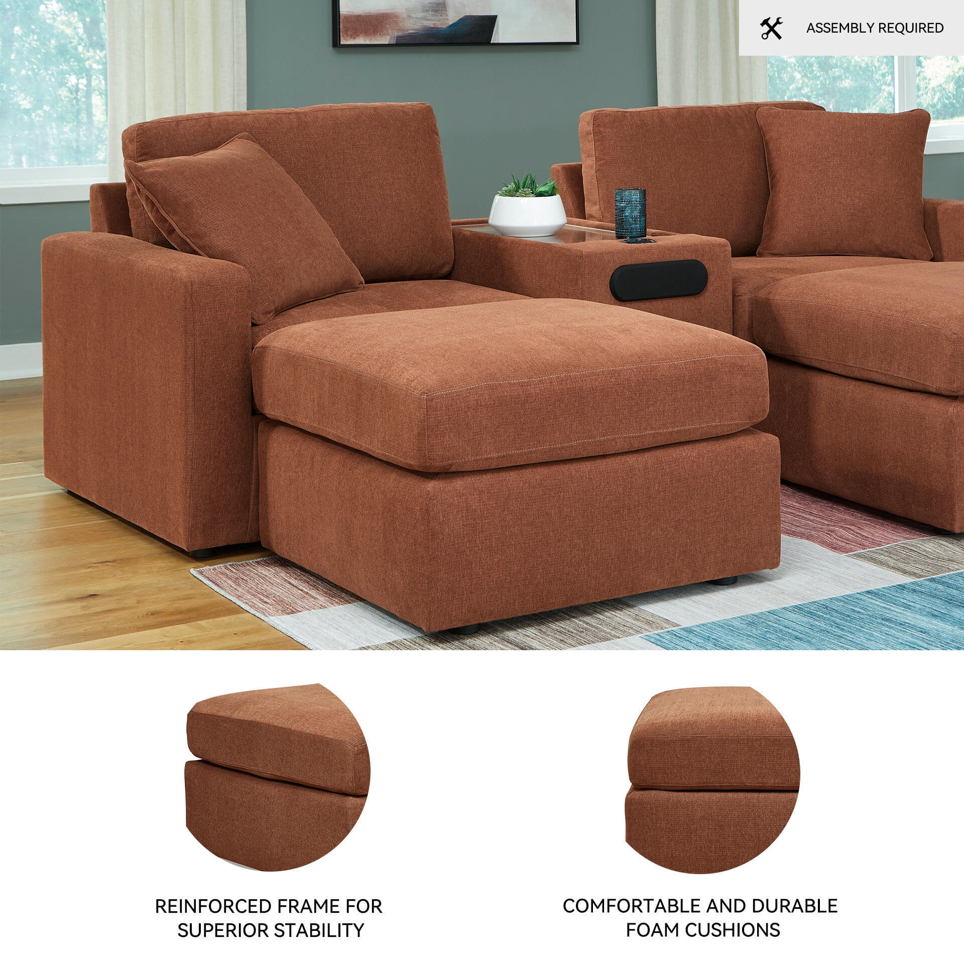 Signature Design by Ashley Modmax Oversized Accent Ottoman - Spice Brown Next-Gen Nuvella Performance Fabric