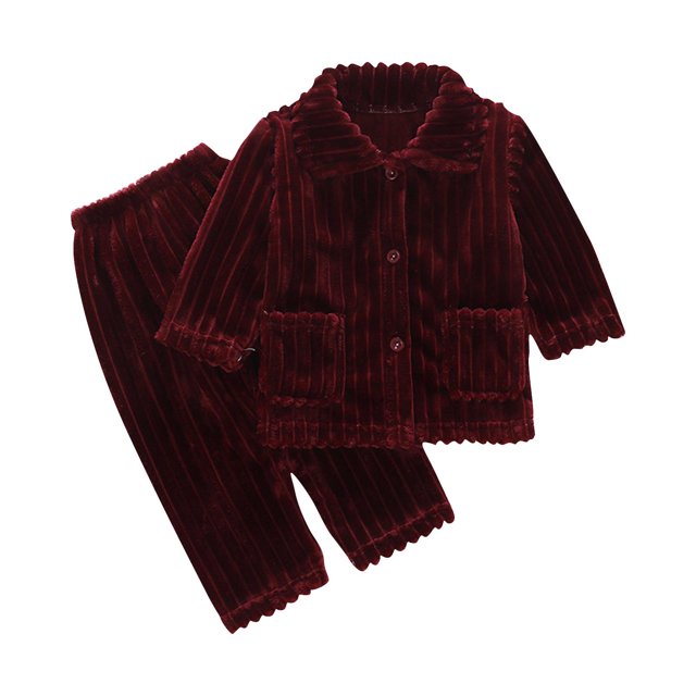 cfhntfmh Ensemble de Pyjama 2 Pcs Garçons Filles Tout-Petits Uni Tenue de Nuit Manches Longues Hauts Thermiques avec Pantalons Ensemble de Tenue de Nuit de Base