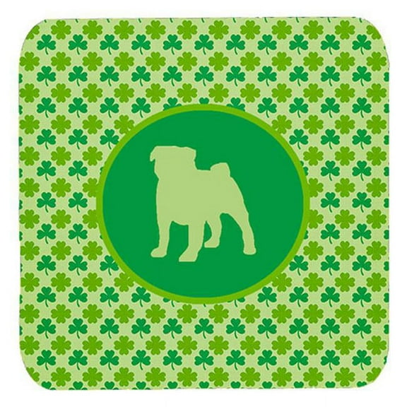 Pug Lucky Shamrock Foam Coasters, Set Of 4