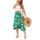 thumbnail image 5 of VISgogo Falda irregular con dobladillo con volantes para mujer, vestido de cintura ceñida con estampado de flores, azul marino / verde / albaricoque / rojo vino VISgogo moda, 5 of 7