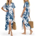 thumbnail image 2 of FUIALDOLG Blue Flower Design Summer Dresses for Women 2026 Casual Short Sleeve Button Down Maxi Dress Beach Swimsuit Cover Ups, 2 of 6