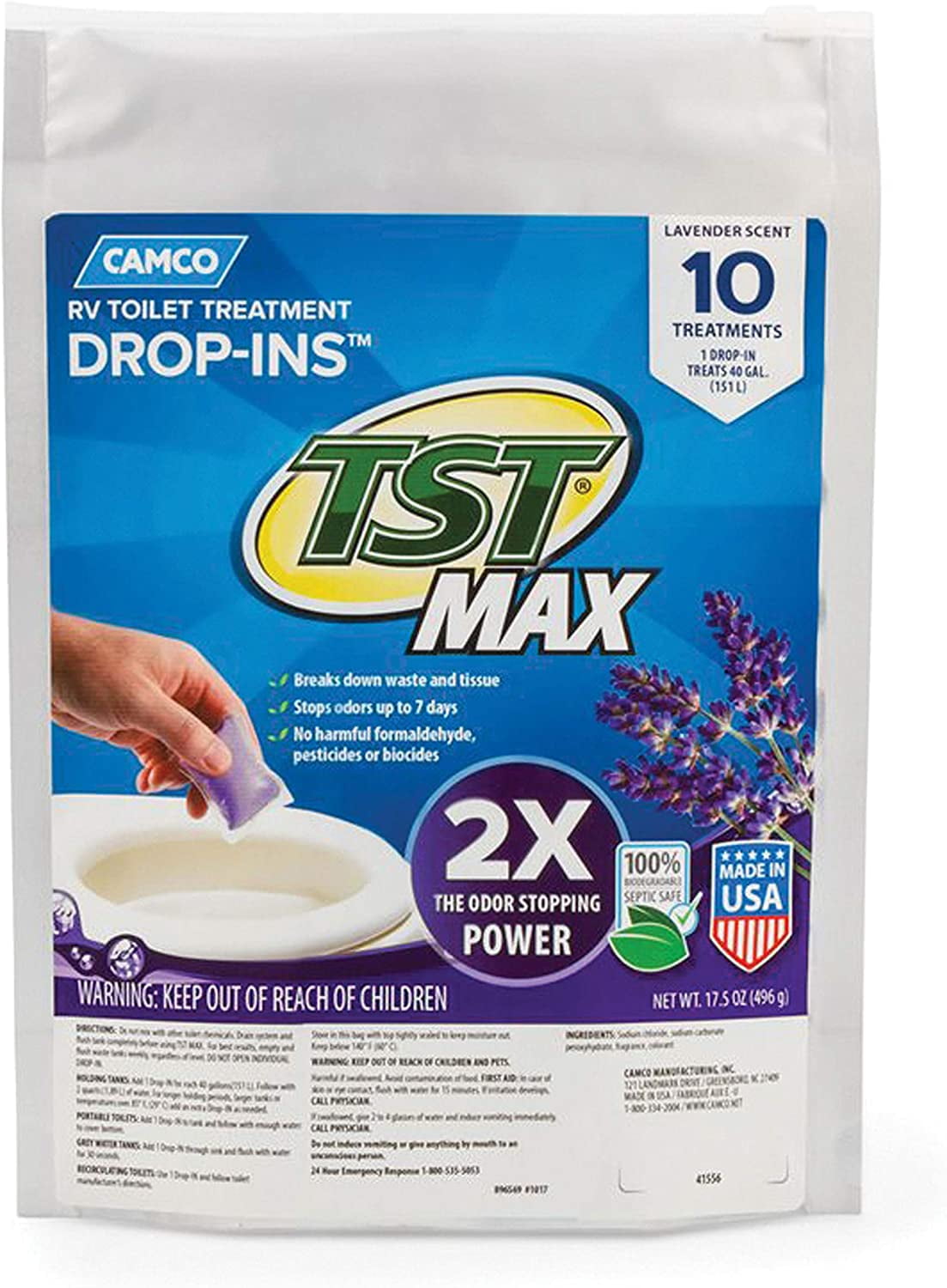 Camco TST MAX RV Toilet Treatment DropINs Control Unwanted Odors and