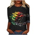 thumbnail image 2 of Meichang Hauts d'Été à Manches 3/4 pour Femmes, T-Shirt Afro-Américain, Tunique Décontractée, Col Rond, 2 of 5