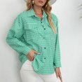 thumbnail image 2 of Chaqueta de mujer con estampado de cuadros, solapa delgada, bolsillo con botones, blusa, blusa, abrigo Pompotops qwe21974, 2 of 7