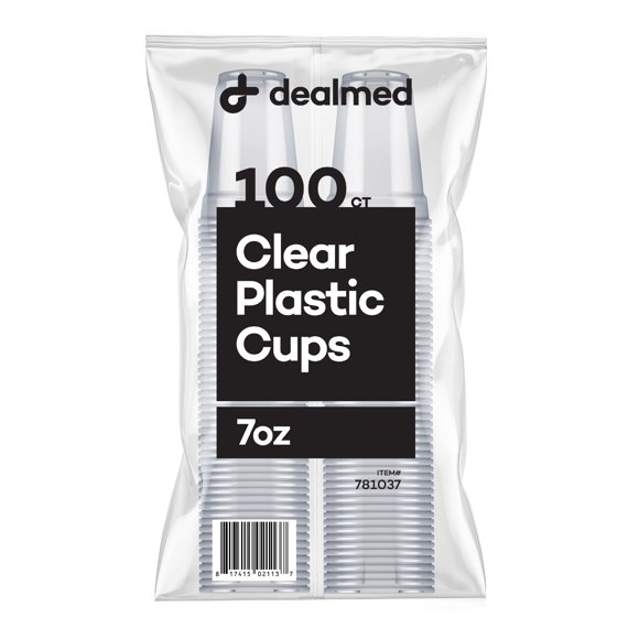 Dealmed Gobelets en Plastique Jetables de 7 oz – Gobelets 100 % Recyclables pour les Bureaux de Médecin, les Infirmières Scolaires, les Hôpitaux, à la Maison et Plus (Lot de 100)