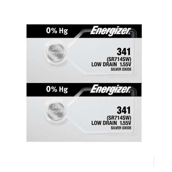 Energizer 341 SR714SW 1.55V Mercury-Free Silver Oxide Watch Battery (2 Pack)