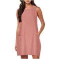 thumbnail image 2 of Patlollav Dress for Woman,Women'S Fashion Casual Holiday Summer Round Neck Pockets Solid Color Sleeveless Party Beach Dress, 2 of 6
