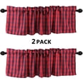 thumbnail image 4 of 2 Pack Buffalo Check Plaid Window Valances, Red and Black Kitchen Curtains for windows, Farmhouse Window Treatment Decor Curtains, 16" x 56" Rod Pocket Valances, 4 of 7